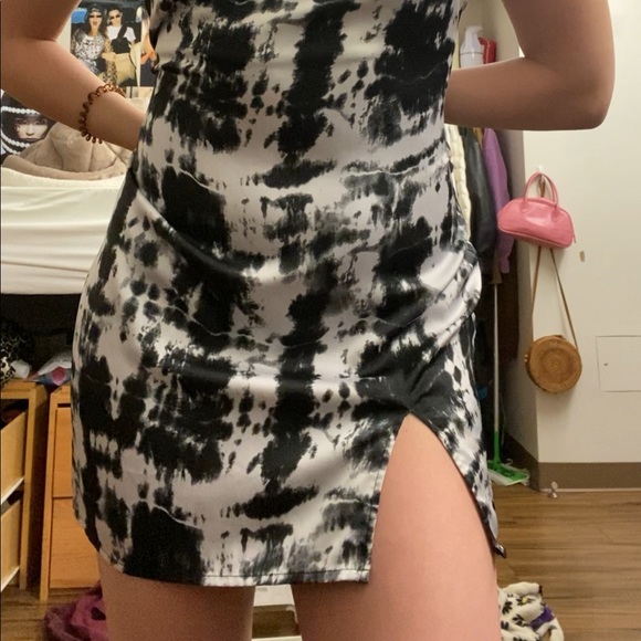 Satin black and white slip dress - Picture 3 of 3